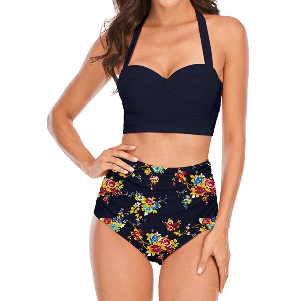Retro Two Piece High Waisted Bikini Set